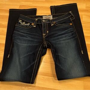 Big Star Dark Blue Long Length Jeans With‎ Rhinestones